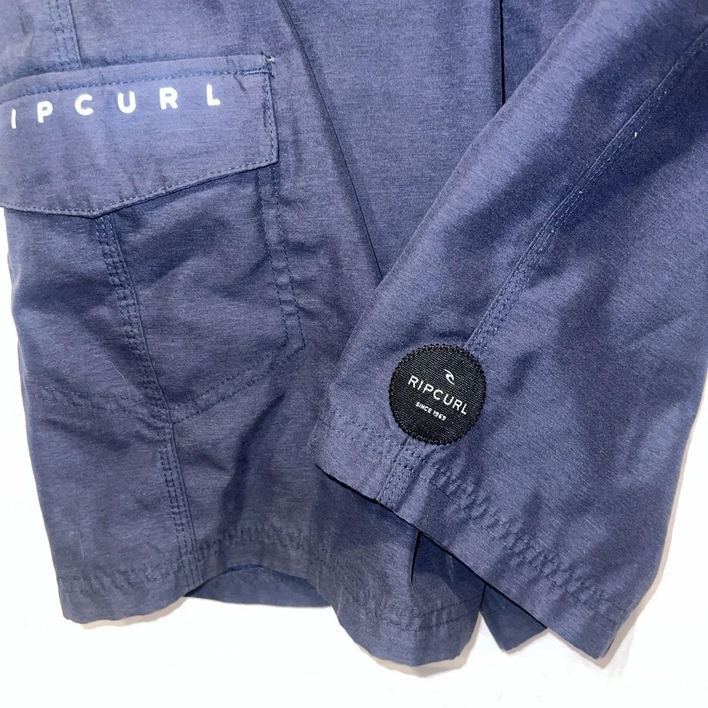 Rip Curl Boardwalk Surfers Boardshorts Navy Blue Gray Boys Size 25 /12 Swim Suit